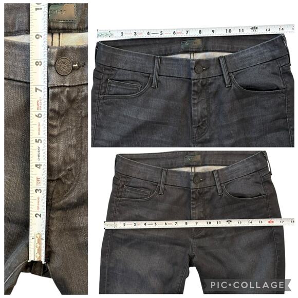 Mother The Looker Crop Ankle Skinny Jeans Size 27 Lies & Shadows Black Gray - Picture 11 of 12